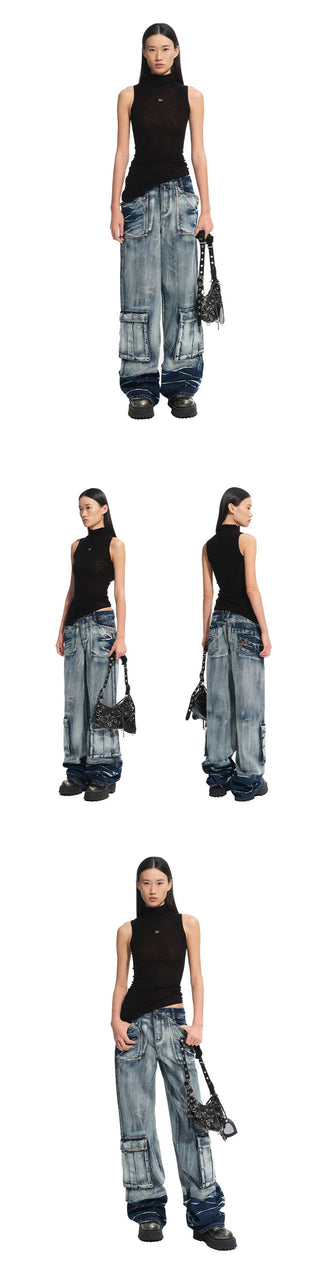 [NOTAWEAR] Lightning Wash Wide-Leg Denim  Pants