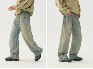 [Monterest] 3D Curved Wide Leg Washed Jeans