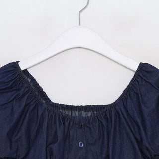 Denim puff blouse
