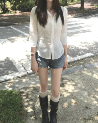 roll up denim shorts
