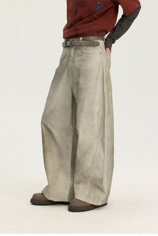 [Monterest] Washed Curved Seam Wide Leg Pants