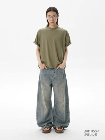 [MASONPRINCE] Washed Slub Denim Wide Leg Pants