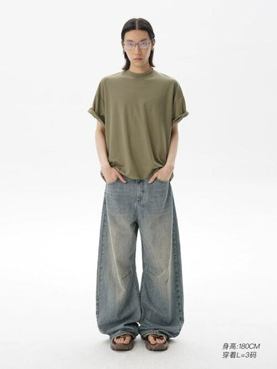 [MASONPRINCE] Washed Slub Denim Wide Leg Pants