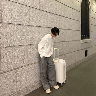 Stitched pintuck wide slacks