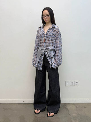 NEVERSEEZ Patchwork Plaid Shirt
