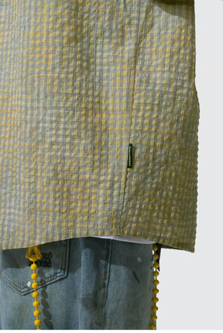 [Monterest] Seersucker Check Logo Embroidered Shirt