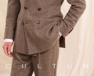 [CULTUM] Herringbone Double Breasted Peak Lapel Suit