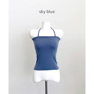 Y2K Summer Ribbon Halter Neck Cropped Layered Sleeveless