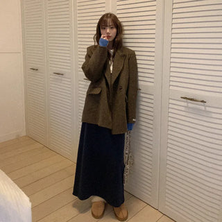 Wool herringbone handmade jacket