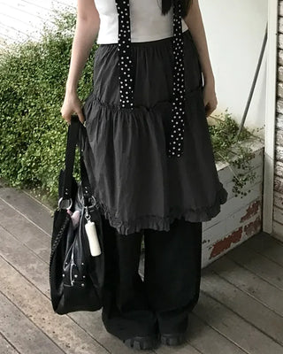 Lace nylon midi skirt