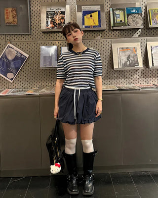 Two-tone balloon mini skirt