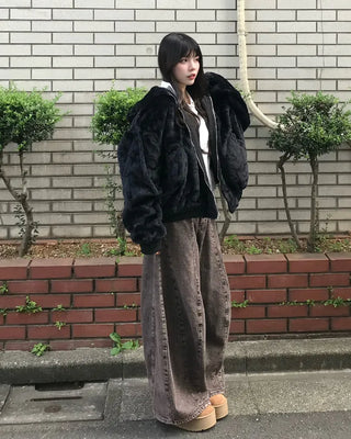 Oversized fur blouson