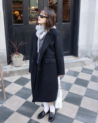Classic double-breasted long coat