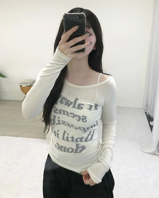 Lettering See-Through T-Shirt