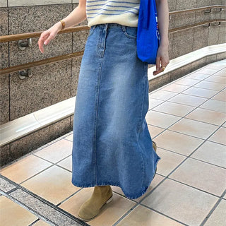 Denim long skirt