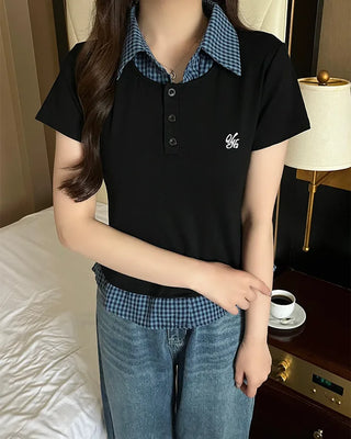Checkered Shirt Layered PK T-Shirt