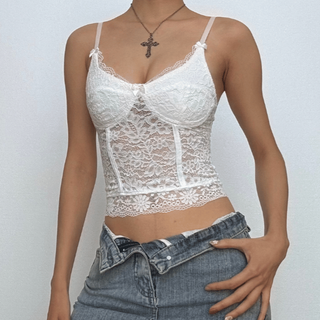 V neck lace bowknot cami top