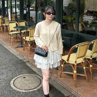 Flared shirred mini skirt