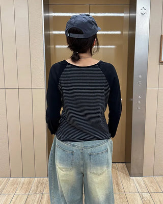 Striped long-sleeved T-shirt