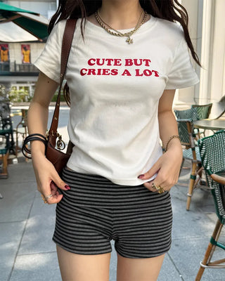 Striped micro shorts