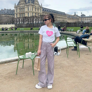 Pleated wide chino pants