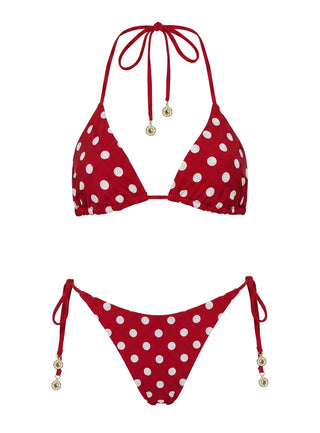 Nevaeh Reversible Triangle Bikini Top Red Polka Dot