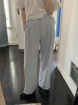 [6 colors] Pleated wide-leg slacks