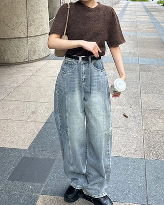 Side yoke seam wide jeans