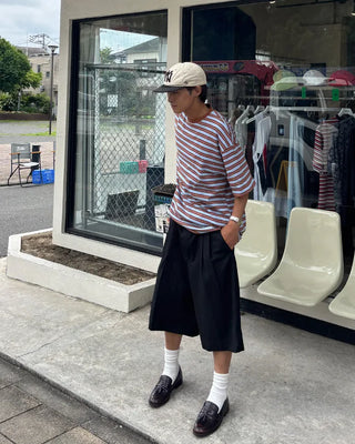 Two-tone border half-sleeve T-shirt