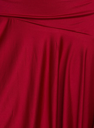 Emara Halter Asymmetrical Midi Dress Red