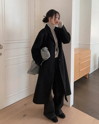 Wool blend handmade long coat