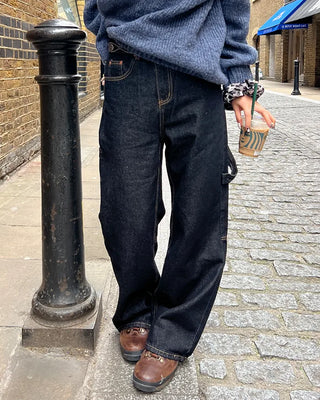 Patchwork cargo denim