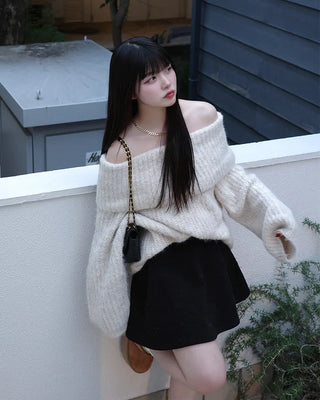 Oversized off-shoulder knit