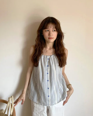 Striped button blouse