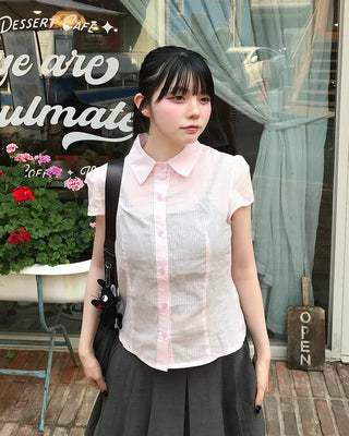 Smol Stripe Cap Sleeve Shirt
