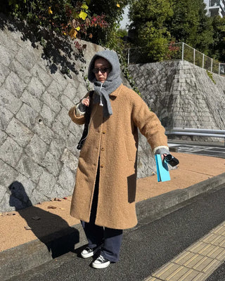 Boucle Collar Long Coat