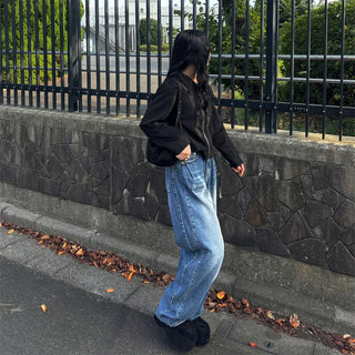 Simple velour short jacket