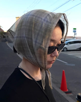 Checked sheer scarf
