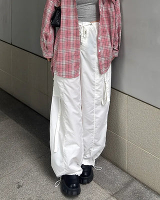 Wide-fit pants with string waistband