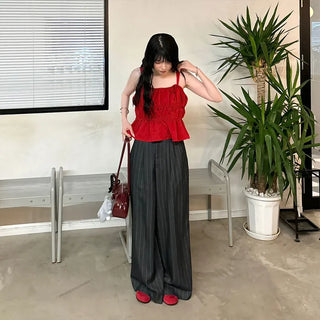 Shirred Ribbon Sleeveless Dress