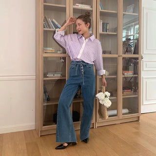 Front two-pocket striped shirt