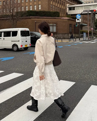 Flower lace midi skirt