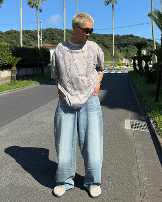 Wide balloon denim pants