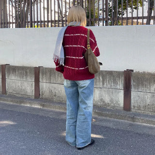 Wool oversized striped knit