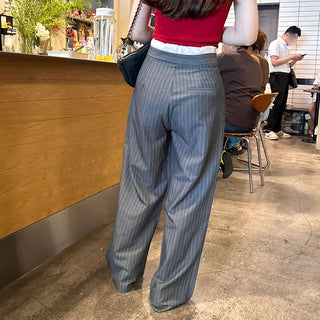 Striped wide-fit pants