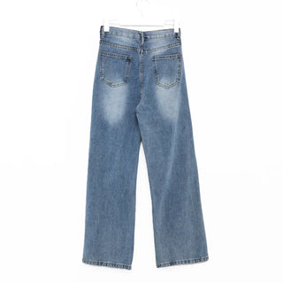 Washed denim pants