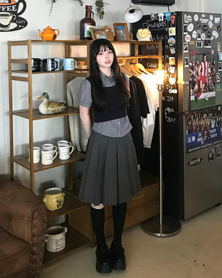 Knit bustier layered shirt