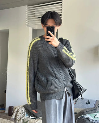 Sleeve Line Double Zip Knit
