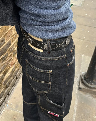 Studded leather belt