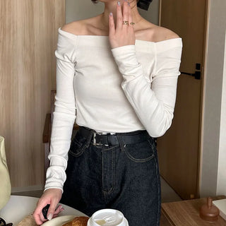 Slim-fit off-shoulder t-shirt